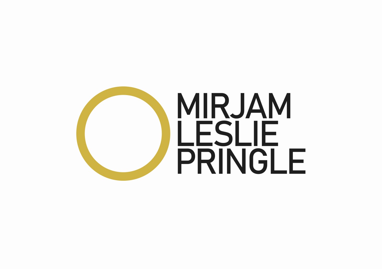 Diseño de logotipo para Mirjam Leslie Pringle sobre fondo blanco