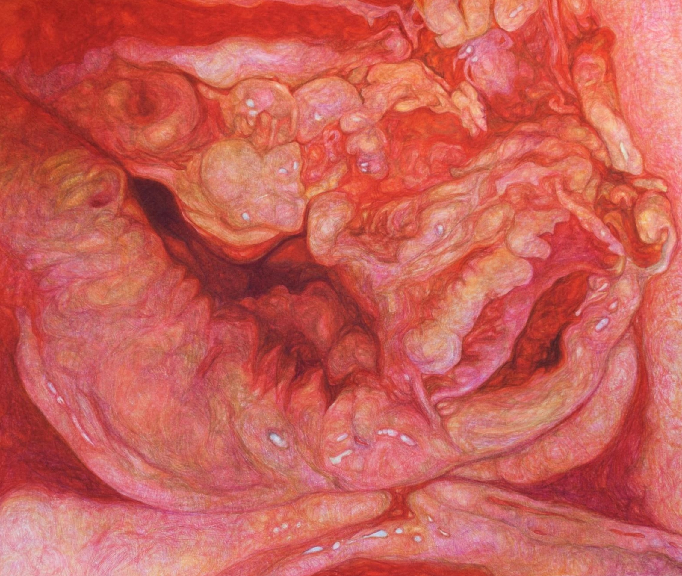 herd of sheep on road painting