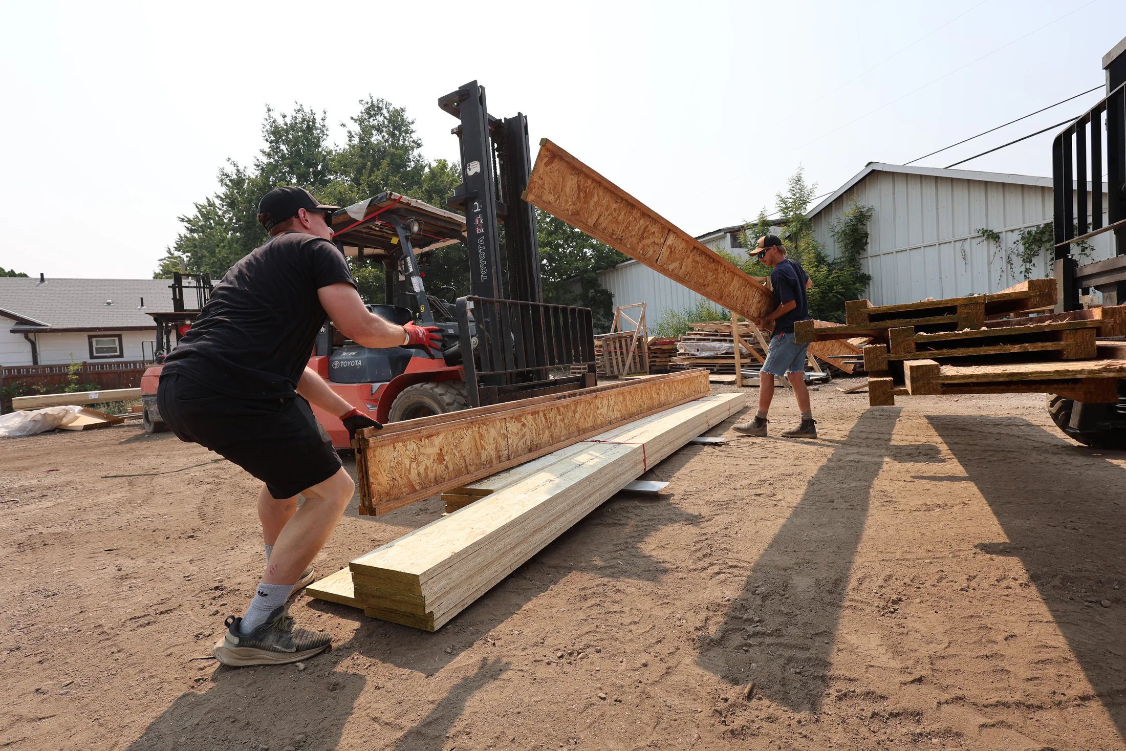 Stacked dimensional lumber at the yard