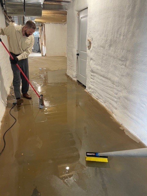 Bulldog Crew cleaning floors