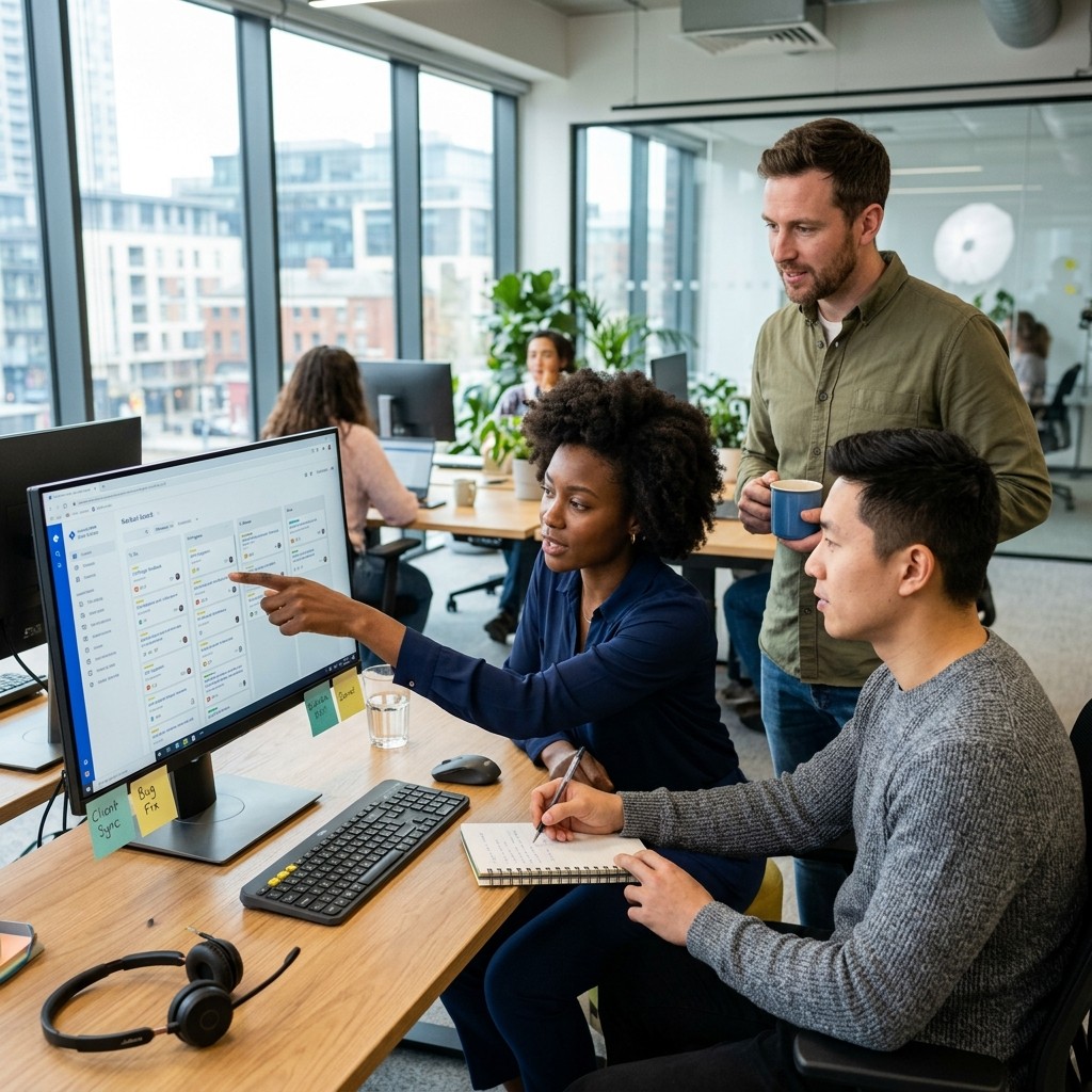 Swirling smoke in various colors including blue, orange, and purple.