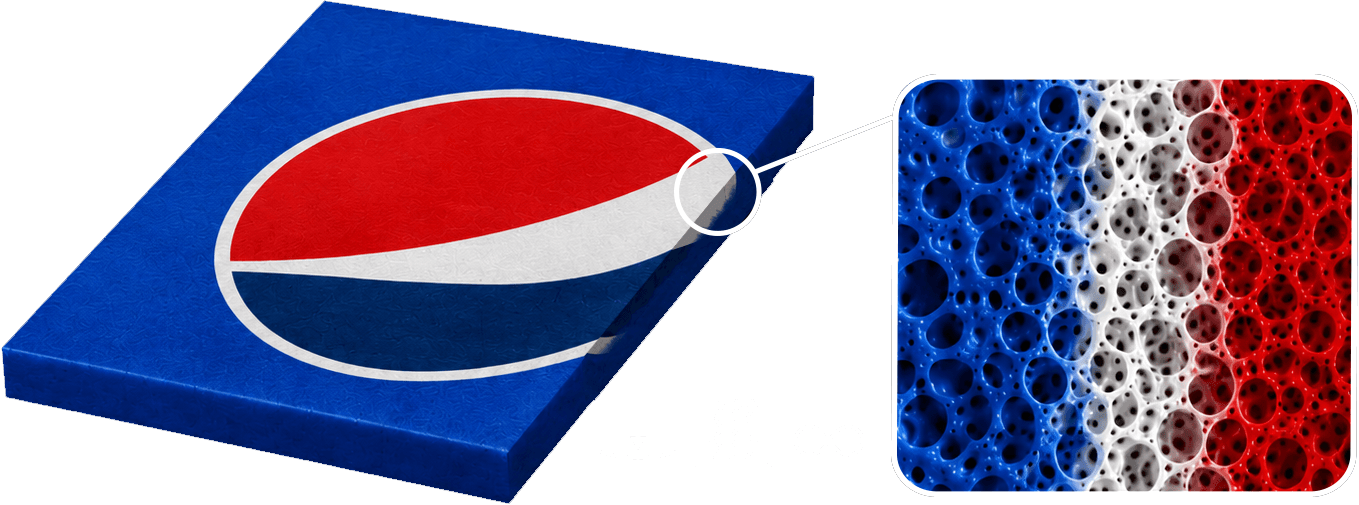 Diagram showing Polyfuze identity integrated into the plastic surface under heat and pressure.