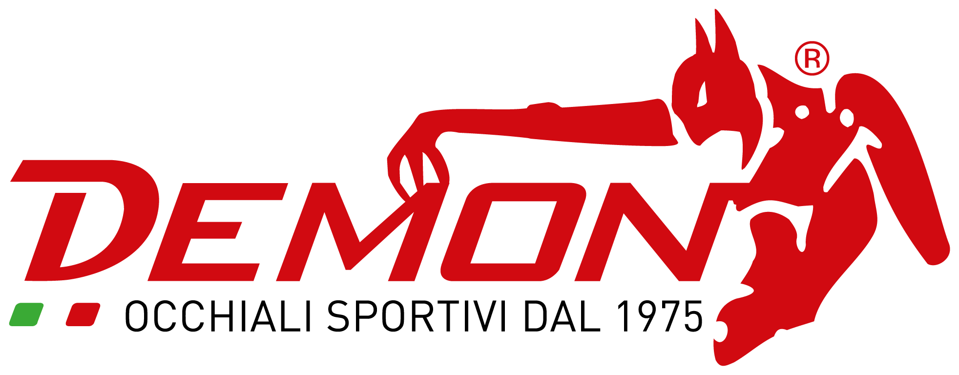 Logo ufficiale Demon Occhiali in rosso, con lettering sportivo inclinato, figura grafica dinamica, dettaglio della bandiera italiana e dicitura “Occhiali sportivi dal 1975”. Demon è un marchio italiano dedicato alla protezione visiva e agli occhiali tecnici per ciclismo, running, outdoor, allenamento e attività sportive ad alte prestazioni. Il brand appartiene a Big Line, azienda vicentina nata nel 1975, e sviluppa soluzioni nelle quali design, ergonomia, stabilità, comfort prolungato e protezione devono lavorare insieme per sostenere il movimento reale. Le collezioni comprendono occhiali sportivi da sole e soluzioni graduate progettate per offrire visione efficace, vestibilità sicura e affidabilità anche quando cambiano luce, velocità e condizioni ambientali. Il nome Demon richiama il concetto greco di “daimòn”, inteso come forza interiore che spinge l’essere umano a migliorarsi e superare i propri limiti. Marchio eyewear sportivo italiano selezionato da Ottica Dentella per atleti, ciclisti, runner e appassionati che cercano protezione, controllo visivo, resistenza e carattere.