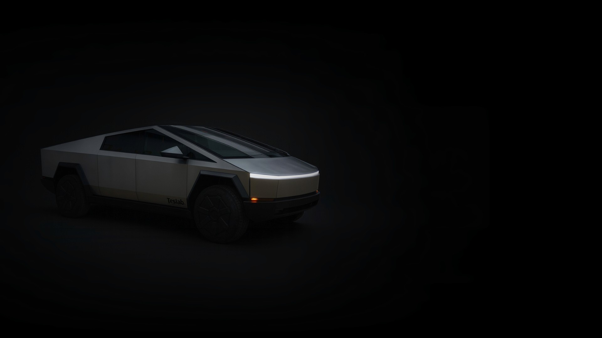 Cybertruck on dark background