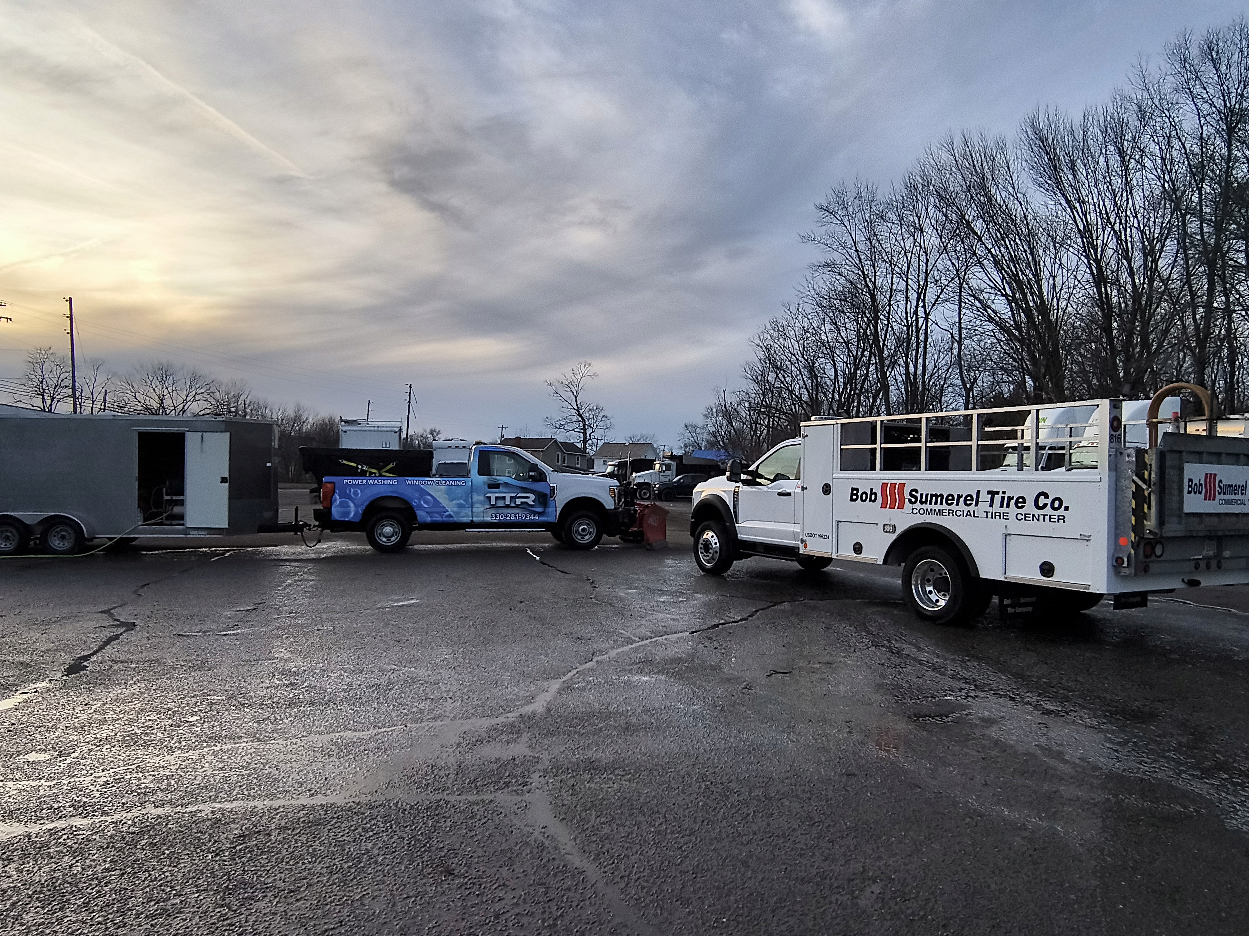 Commercial truck power washing at Bob Sumerel Tire in Ravenna OH performed by TTR Power Washing.