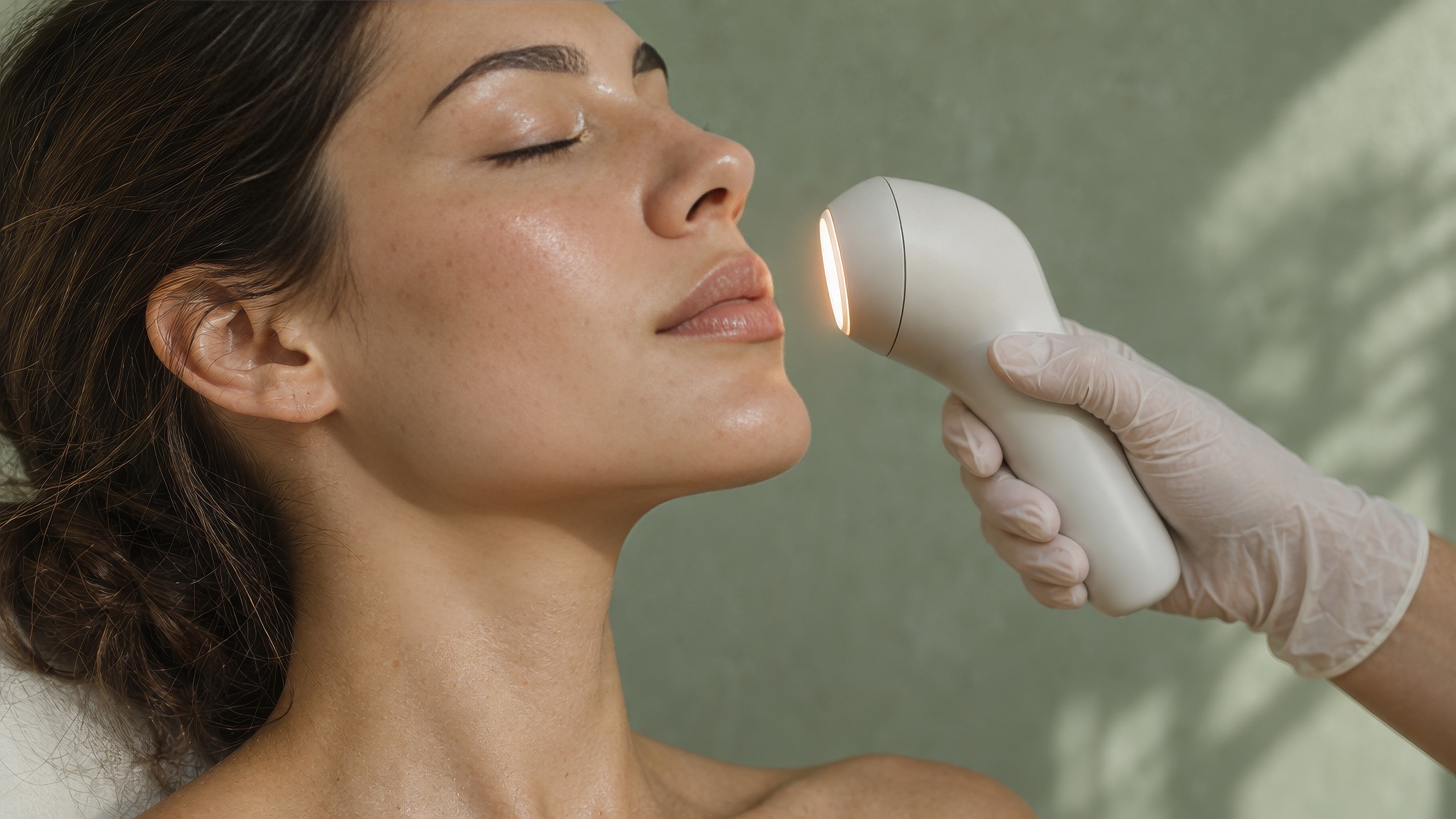 Light therapy device near a patient’s cheek