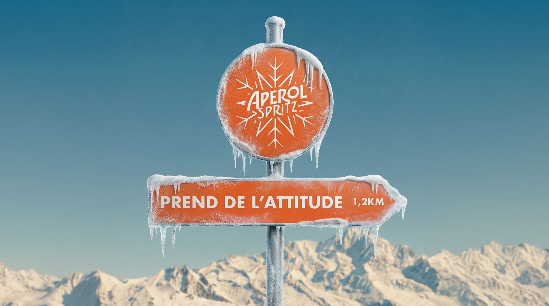 Woman wears a blue coat in a blue environment.