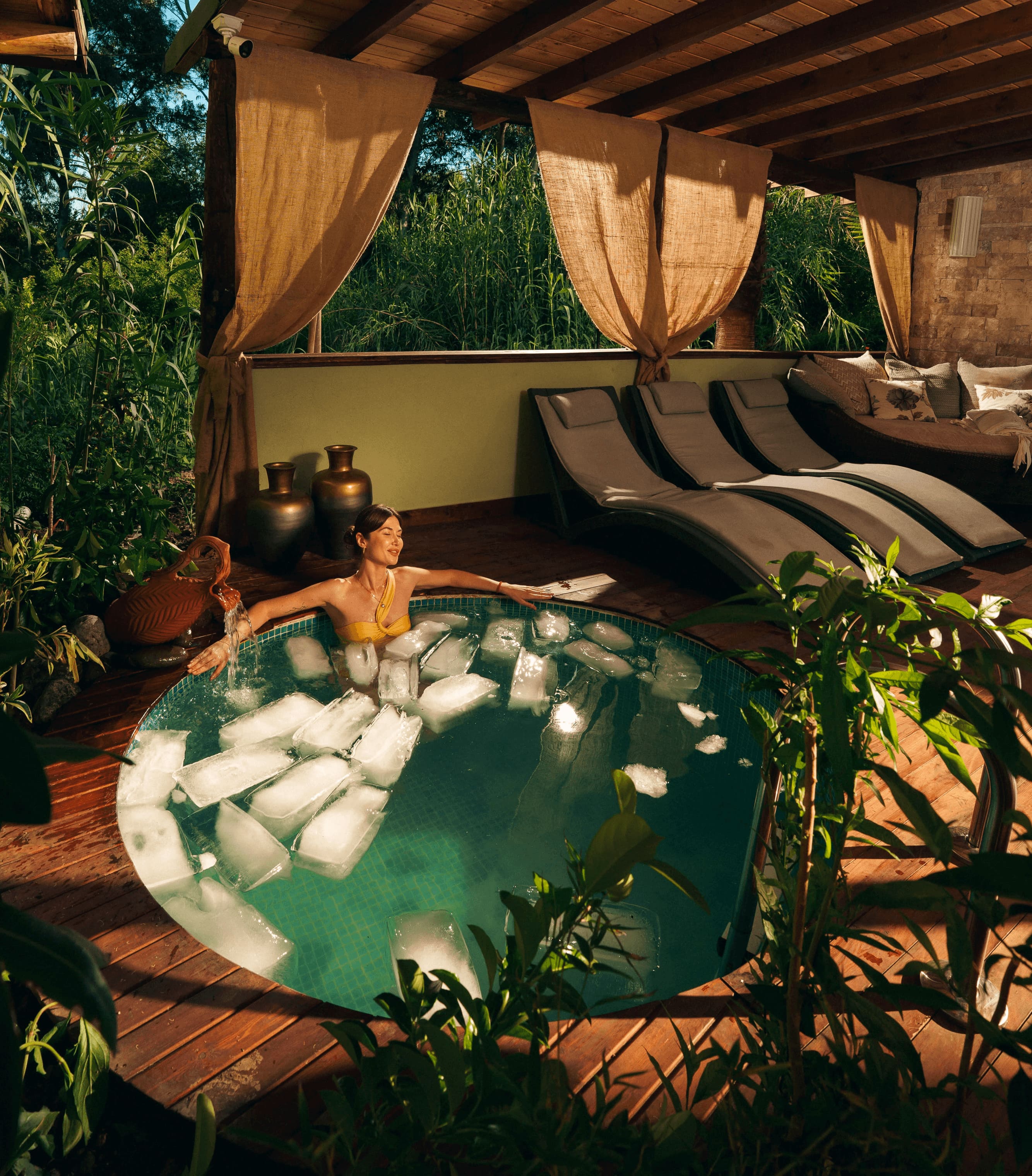 A serene spa room in a Mediterranean-modern villa by the ocean