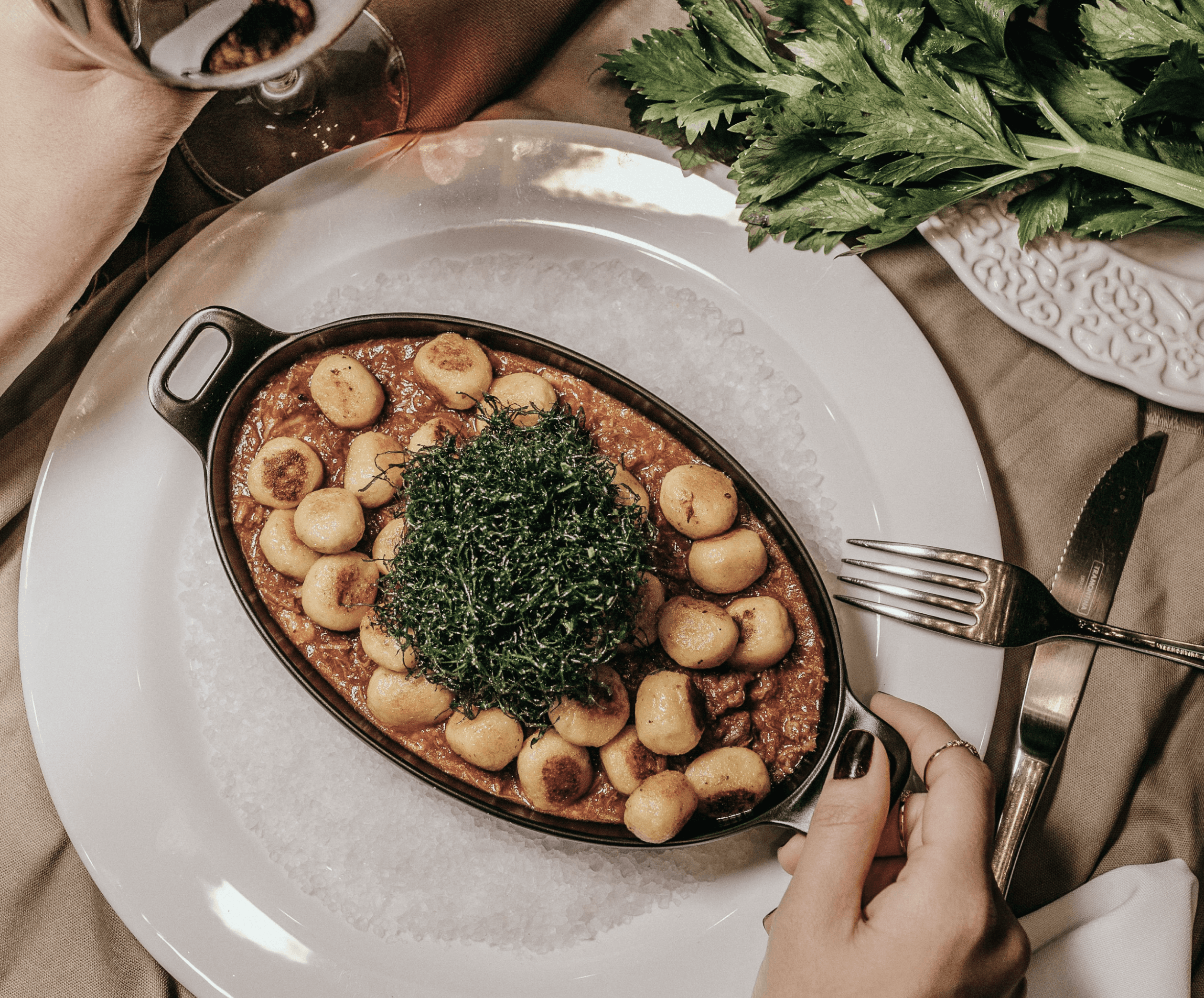 A close-up of a beautifully presented dish.