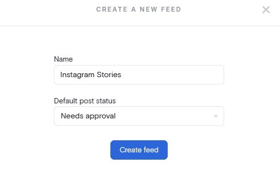 create new feed for instagram stories