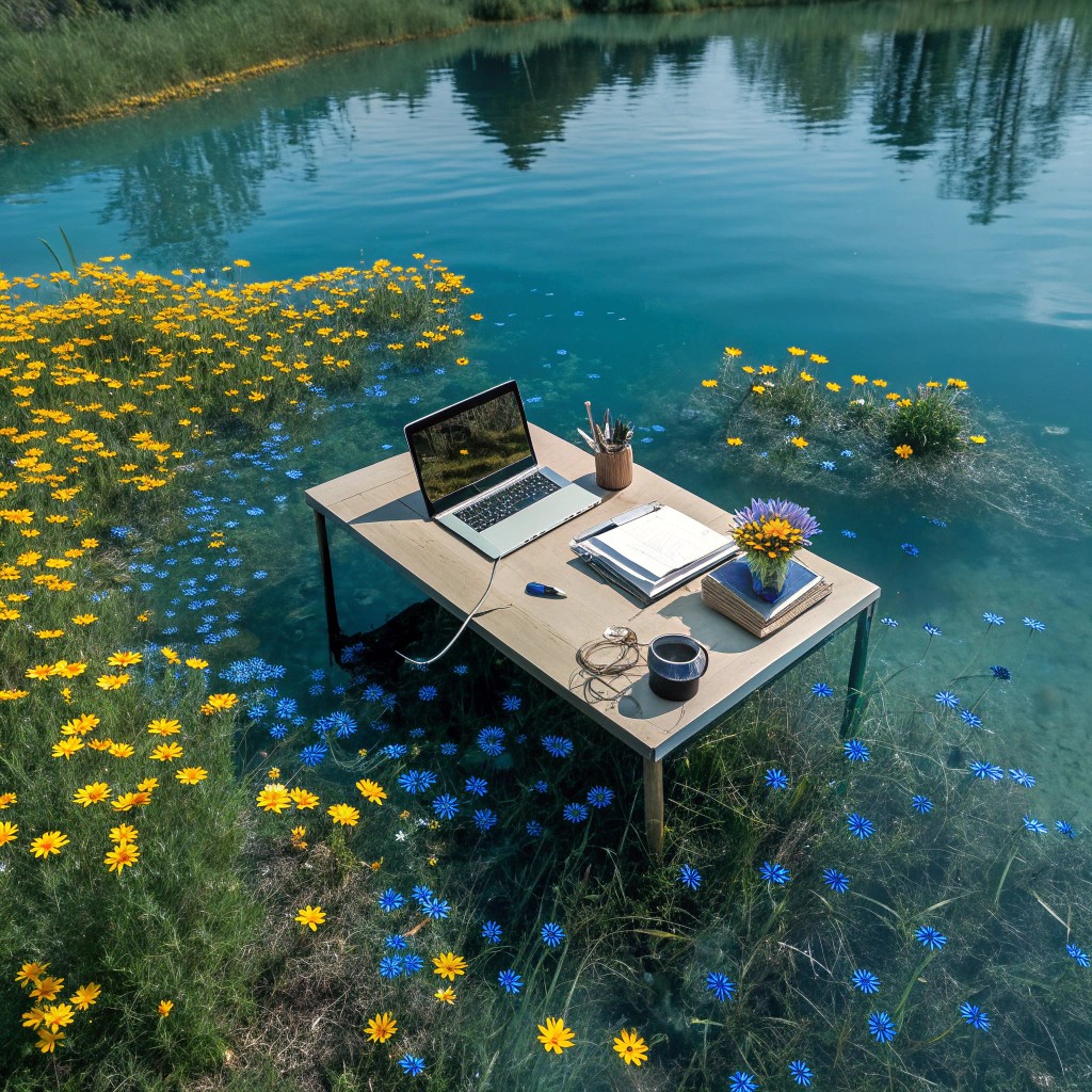 Création site web Bordeaux : Bureau de design dans un lac fleurie