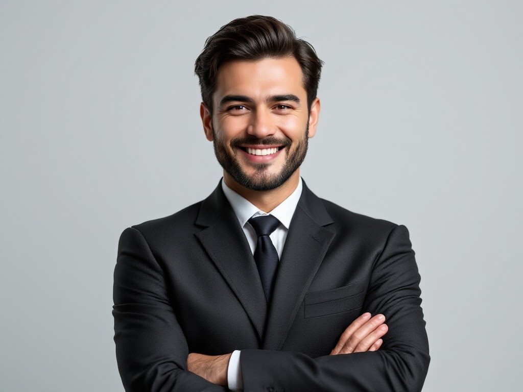 A smiling man in a suit