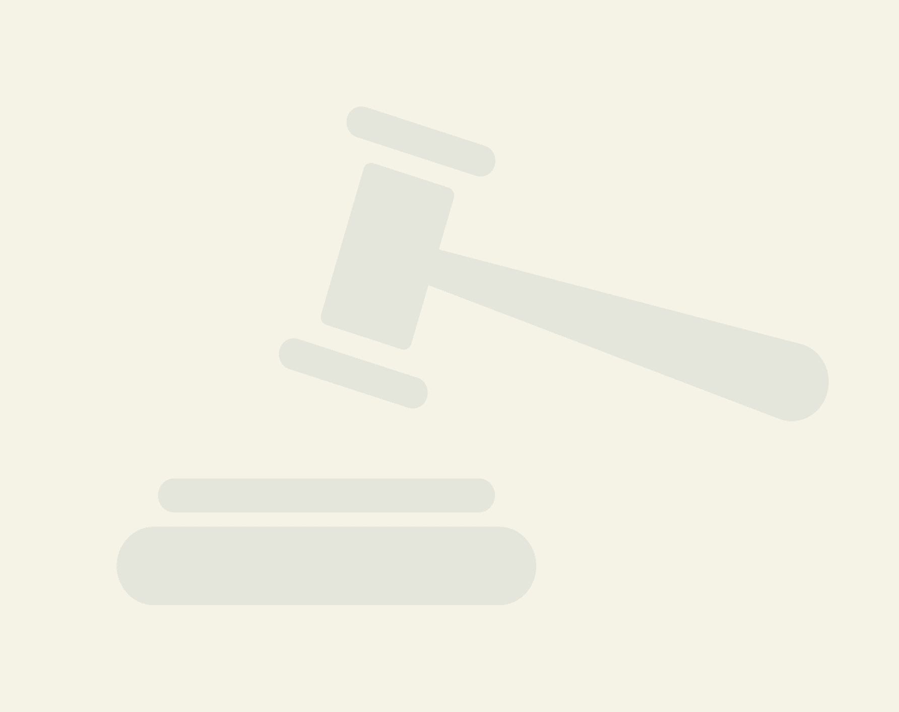 Minimalist beige judge's gavel icon on transparent background, subtle legal symbol for law firm website or document design