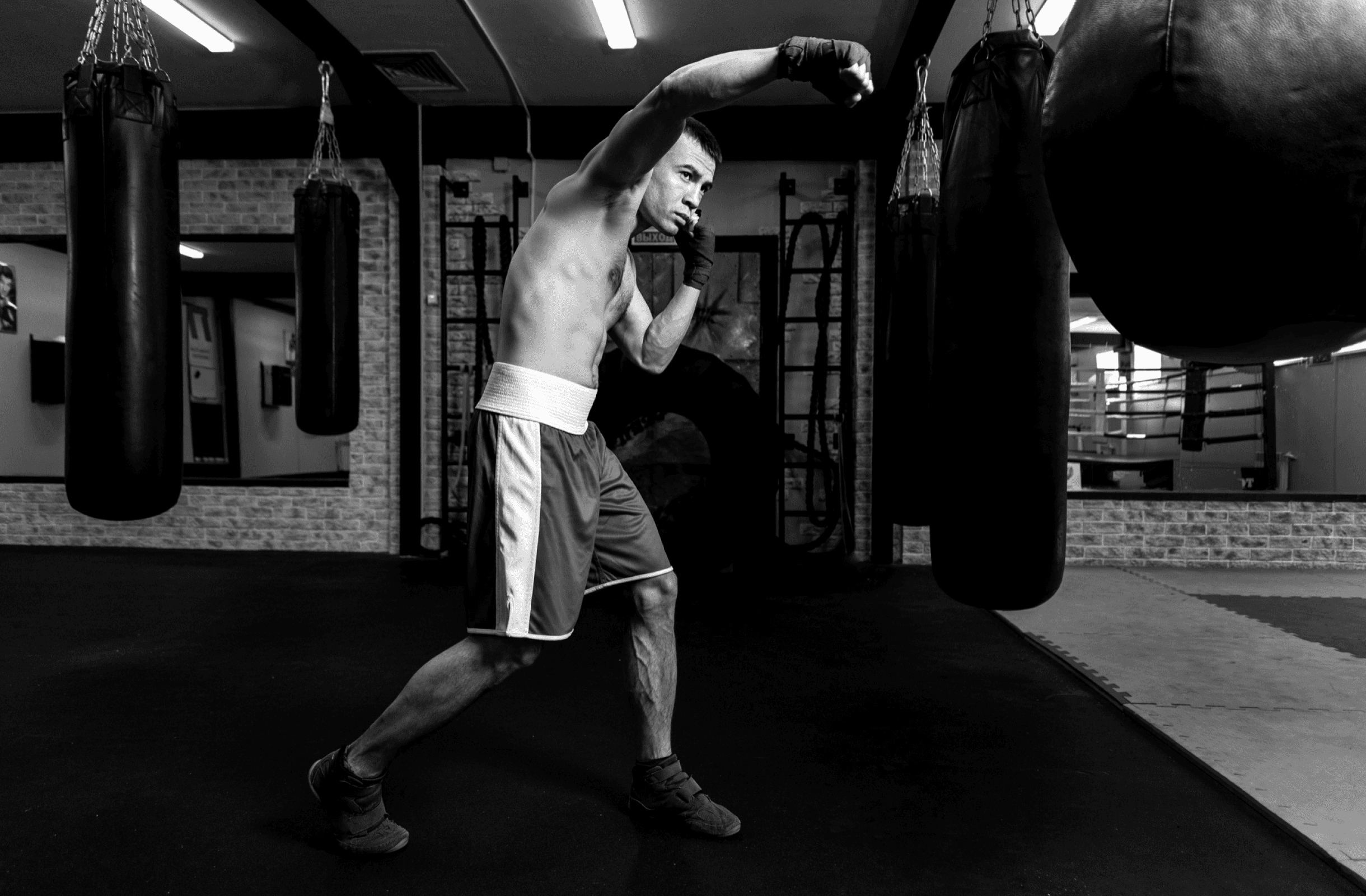man practicing boxing