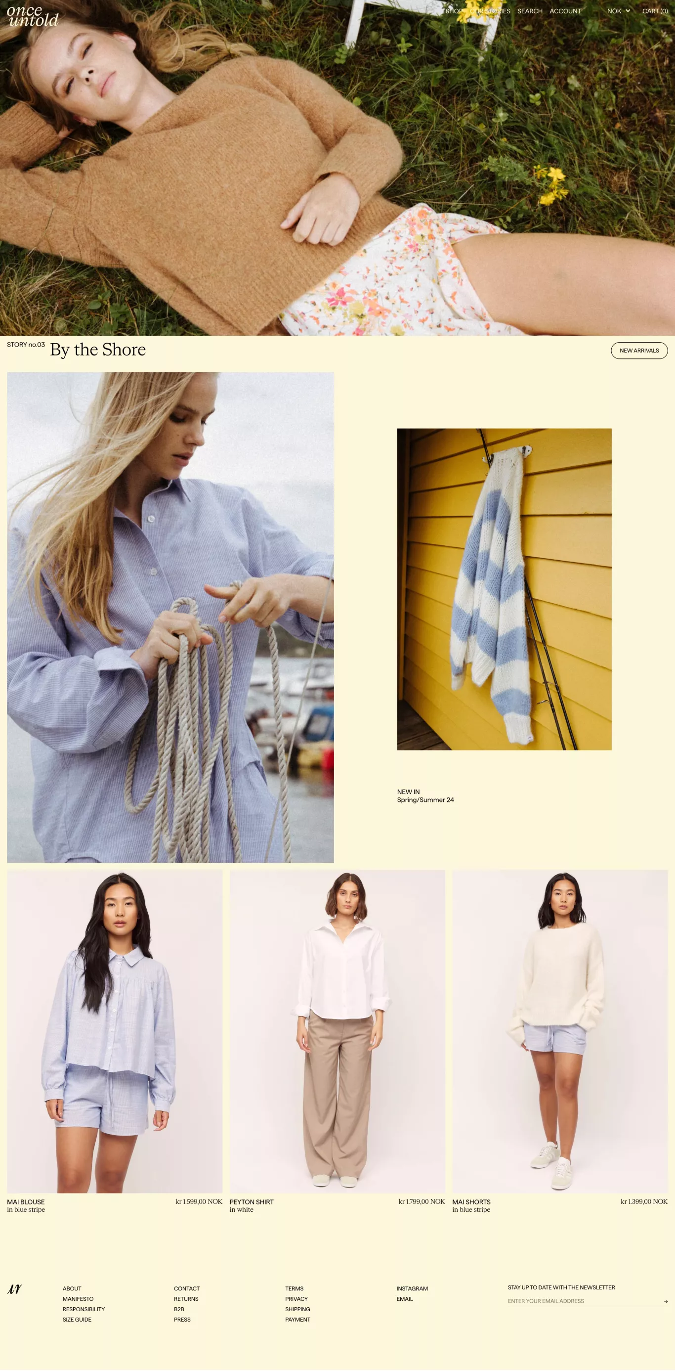 Once Untold ecommerce page screenshot showcasing Fashion and Ecommerce design