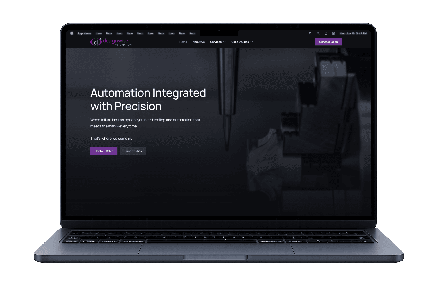 Designwise Automation website on laptop