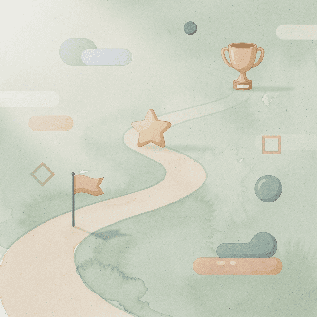 Illustrated path with milestone markers representing the claim filing journey