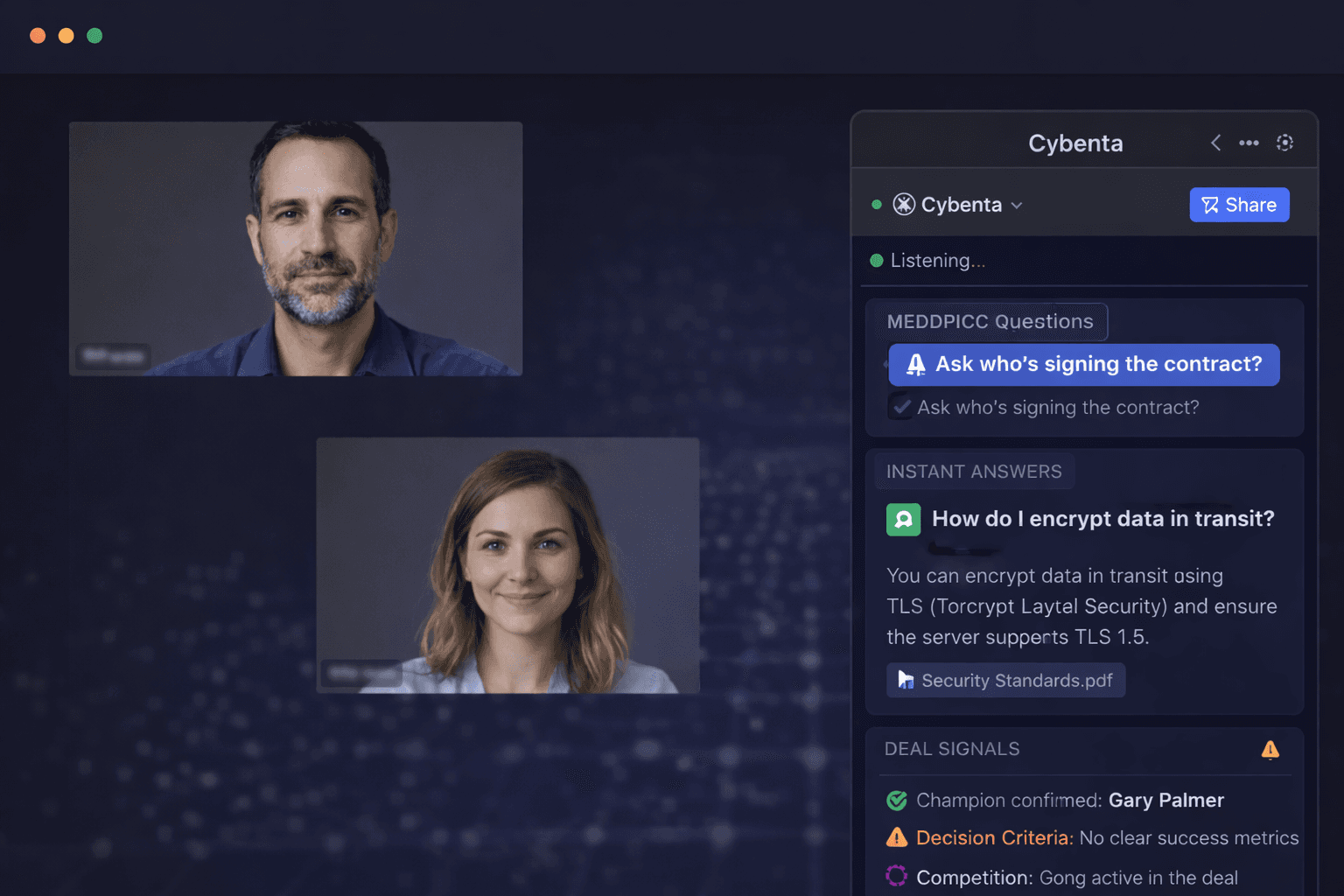 Get guided in real time — not after the deal is lost. Live answers, coaching prompts, and deal signals surfaced instantly.