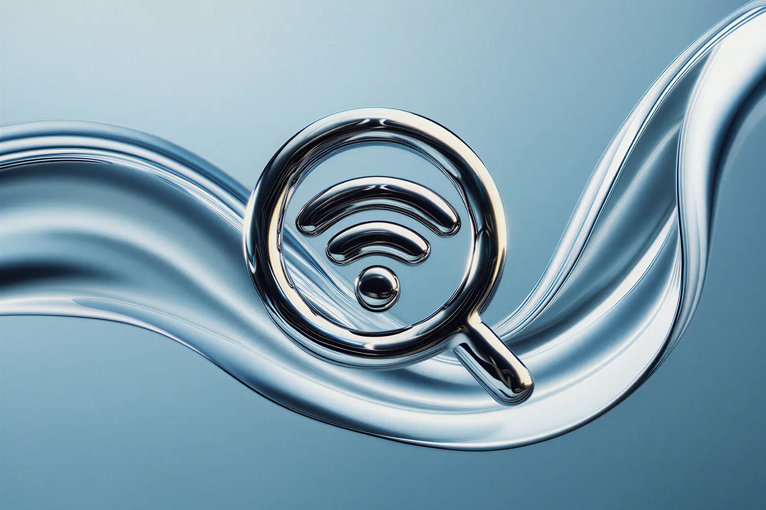 Abstract blue background with seach wifi icon