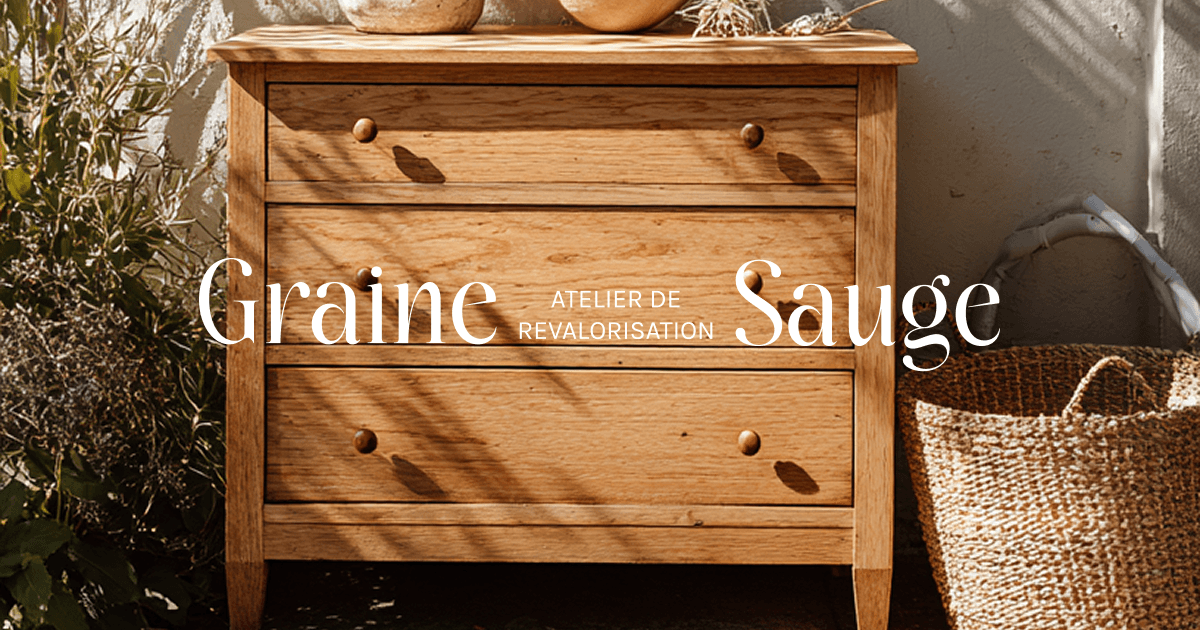 photographie d'un meuble restauré par Lise, fondatrice de Graine & Sauge
