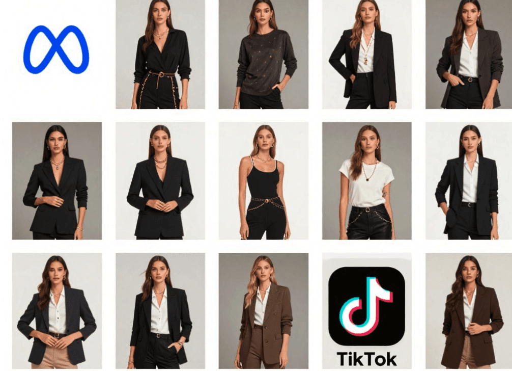 ai advertising visuals showing campaign variations across multiple platforms