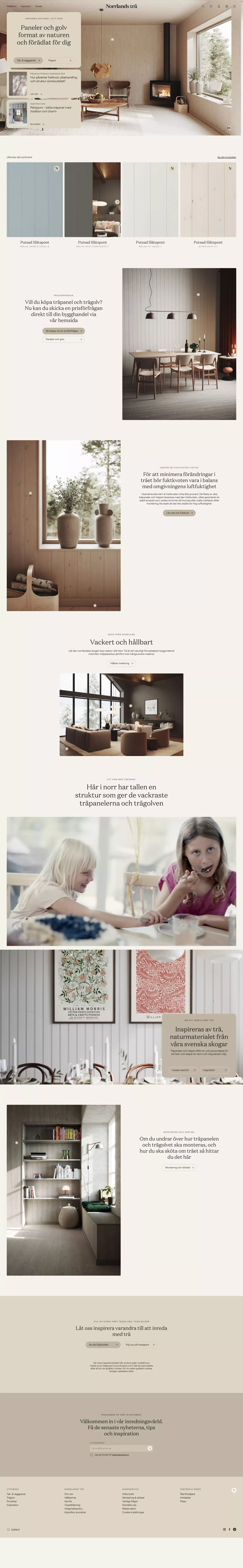 Norrlands trä portfolio page screenshot showcasing Design and Ecommerce design