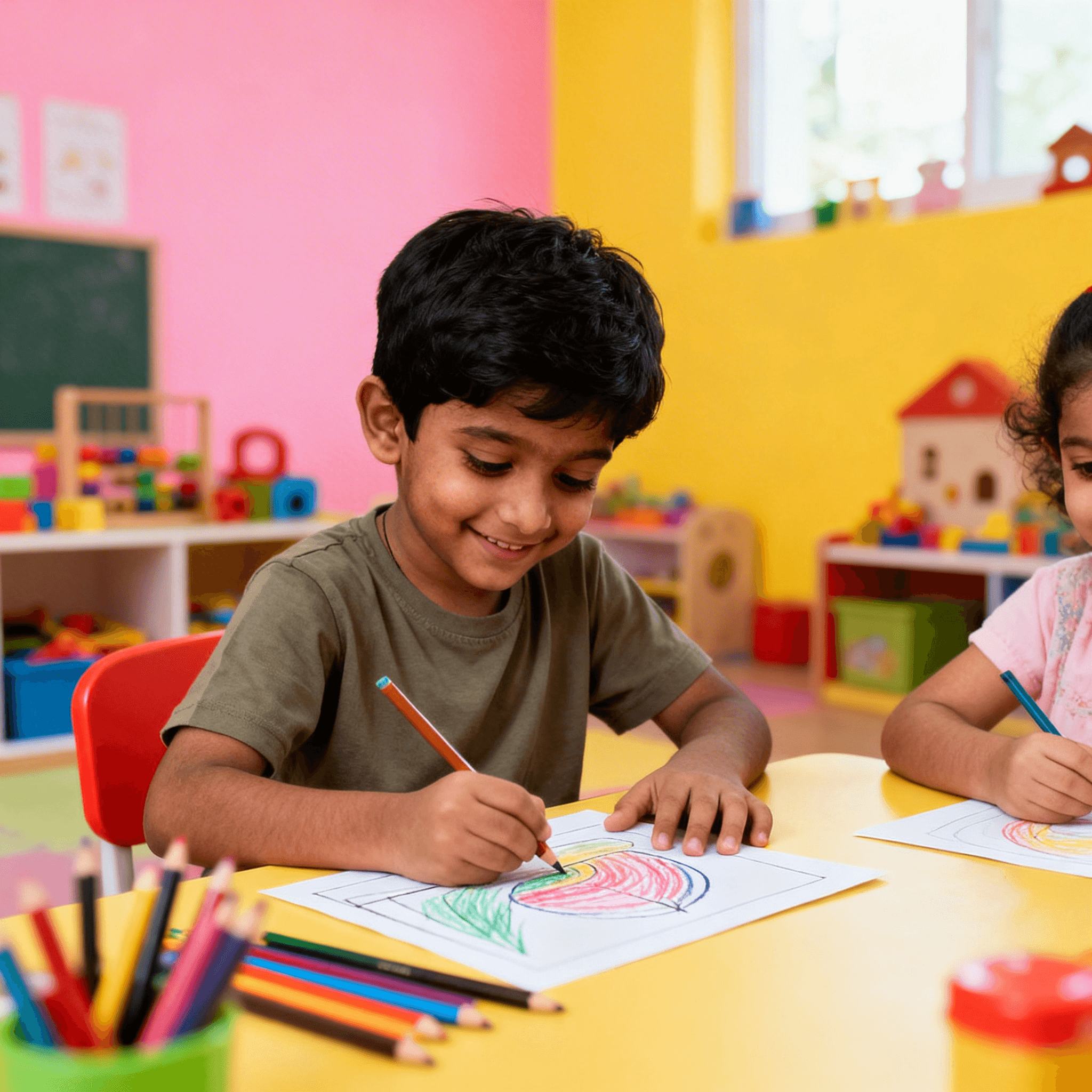 a group of children sitting on steps in front of a building
