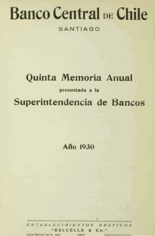 Banco Central de Chile. Memoria Anual 1930