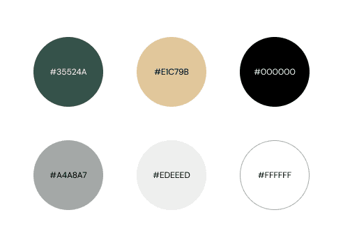 Emerald green, gold, black, dark grey, light grey, and white color scheme