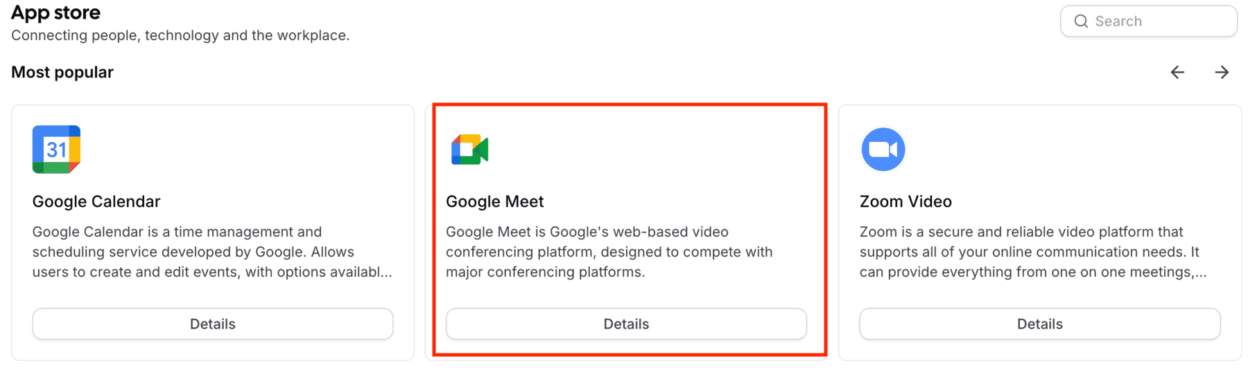 Google Meet in the Cal App Store