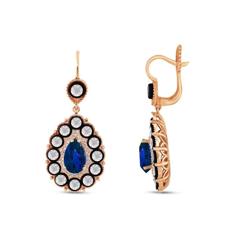 Assos 0.33 Karat Safir Renkli Sallantılı Elmas Pembe Altın Küpe