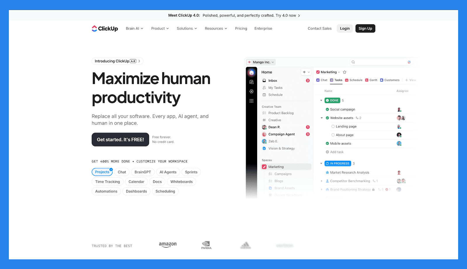 Clickup – Best for: Teams managing leads alongside projects