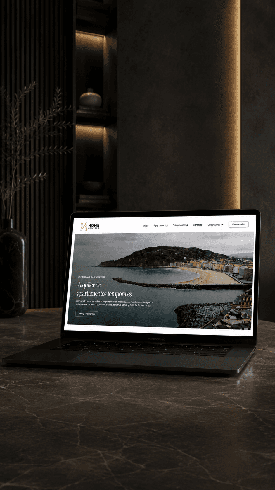 Background image featuring a modern interior design space for the testimonial Card