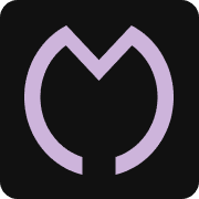 Purple M logo on black background