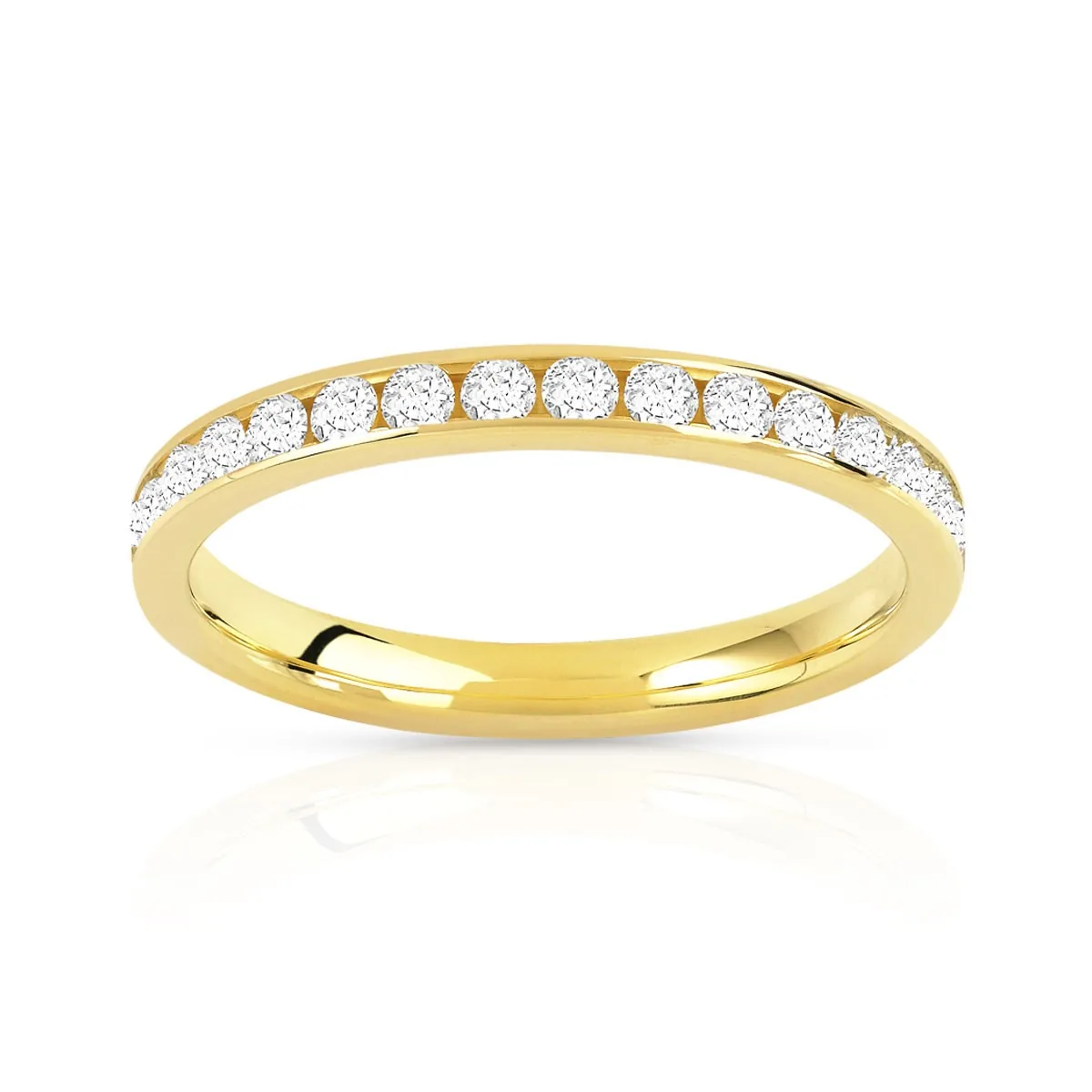 Alliance en or jaune 750 sertie de diamants