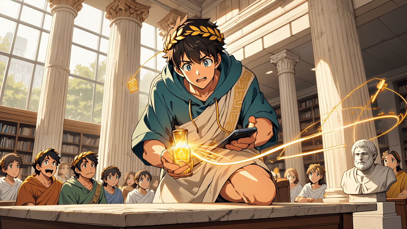 Spaced repetition bringing a forgotten question back at the perfect moment with golden XP sparks
