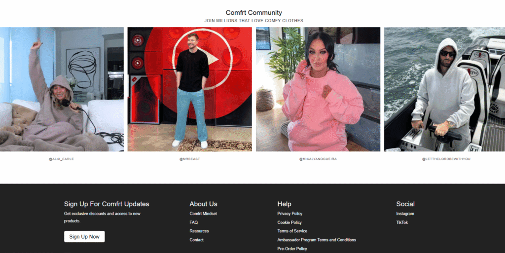 comfrt instagram wall