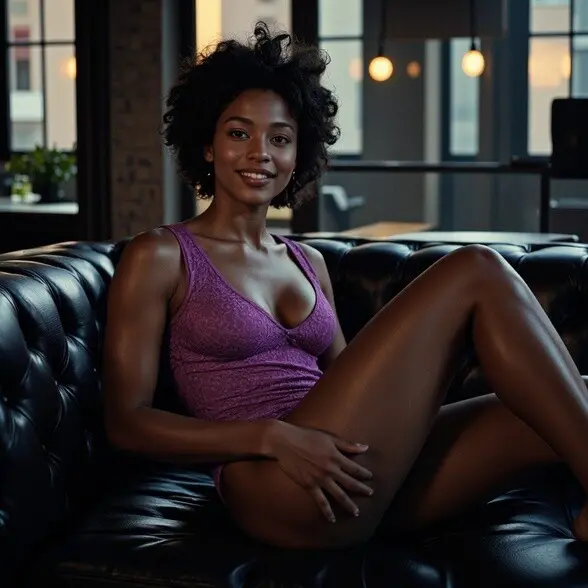 black skin ai girl lingerie look