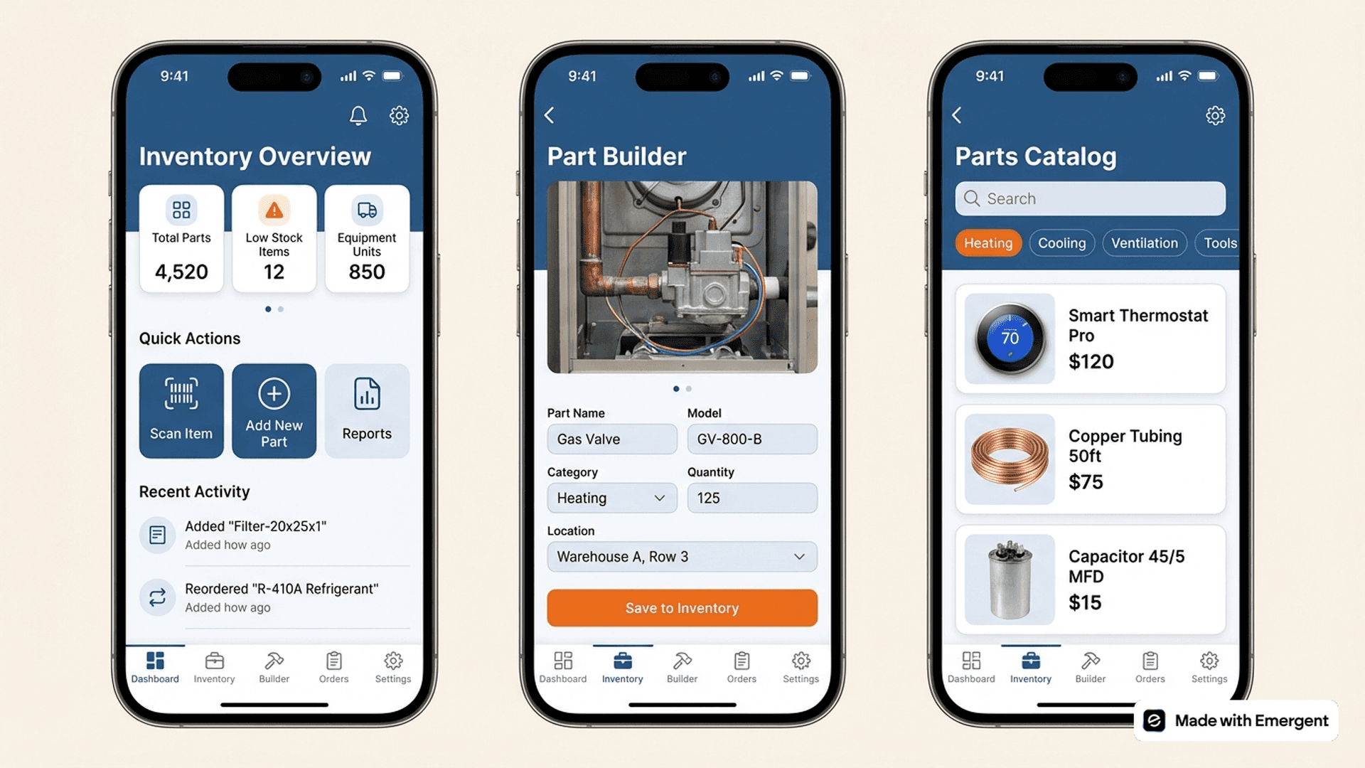 HVAC Inventory App Made With Emergent