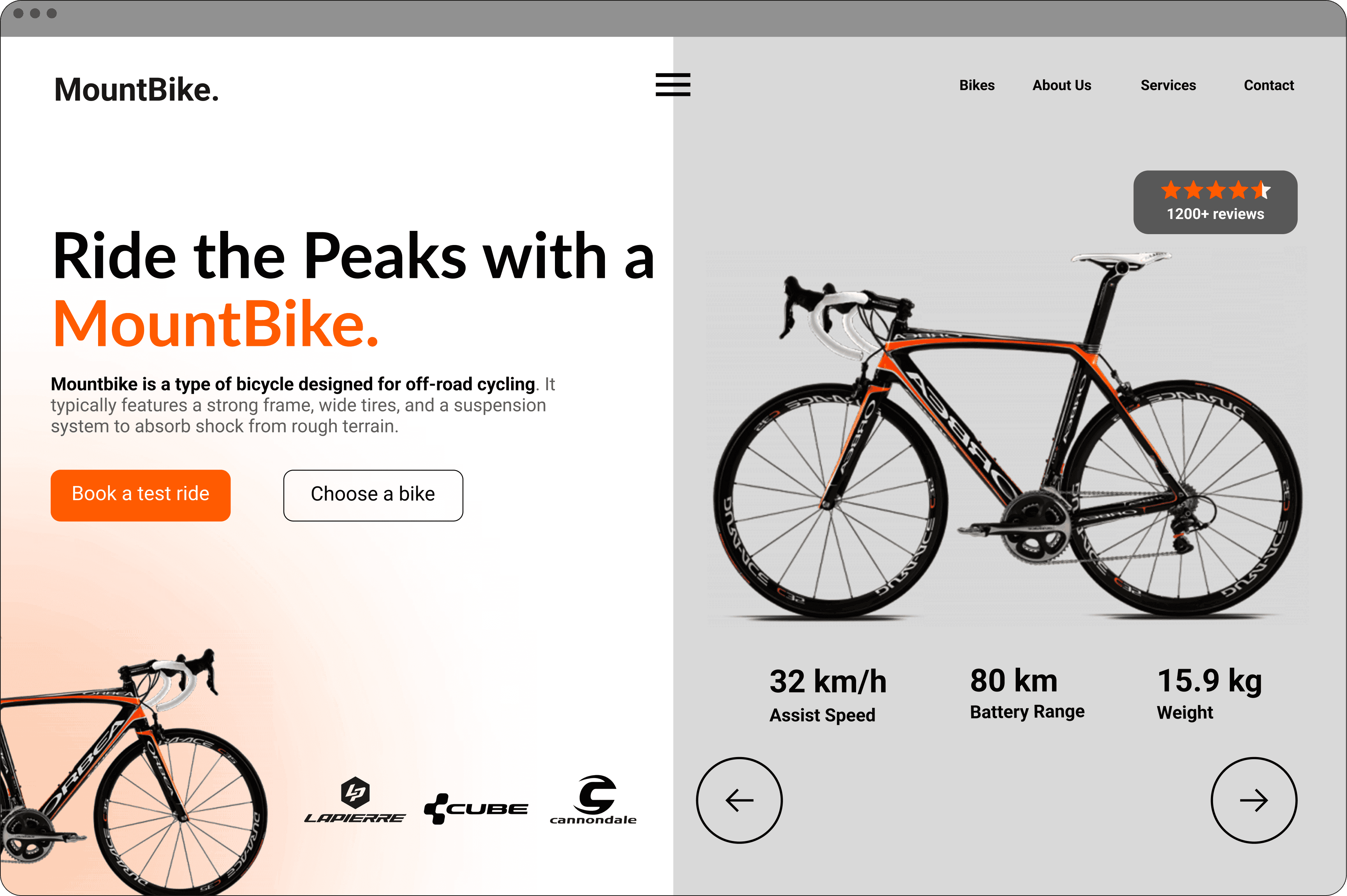 hero section of MountBike