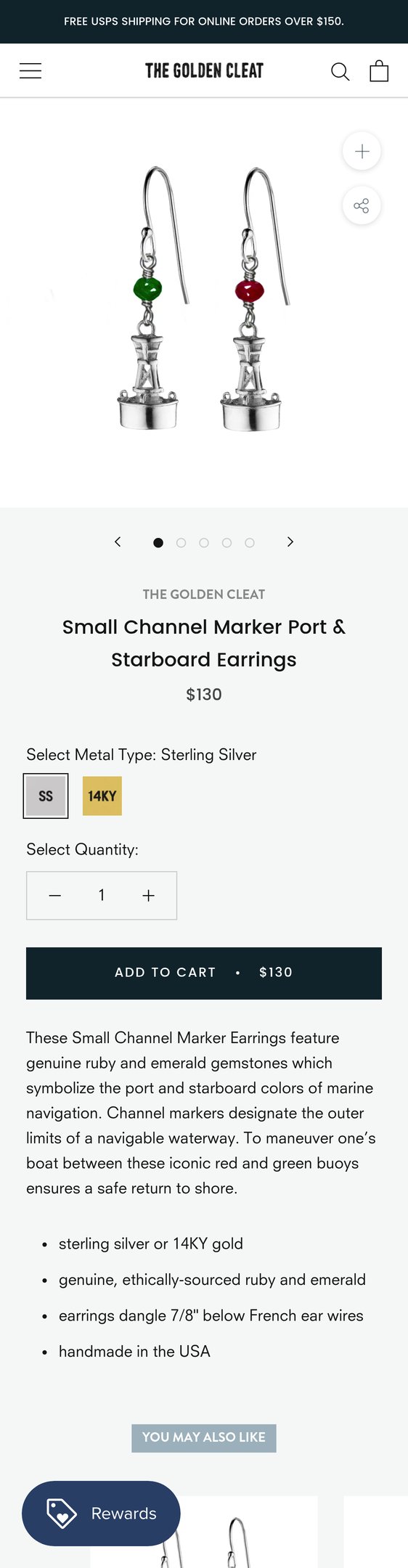 Jewelry product options include: earring for Small Channel Marker Port & Starboard Earrings from The Golden Cleat.