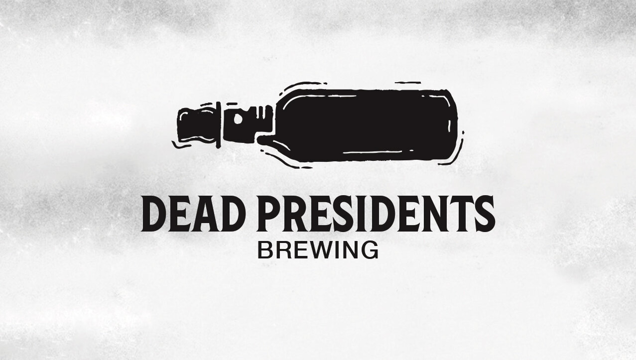 Dead Presidents Brewing Logo Black on White textured background