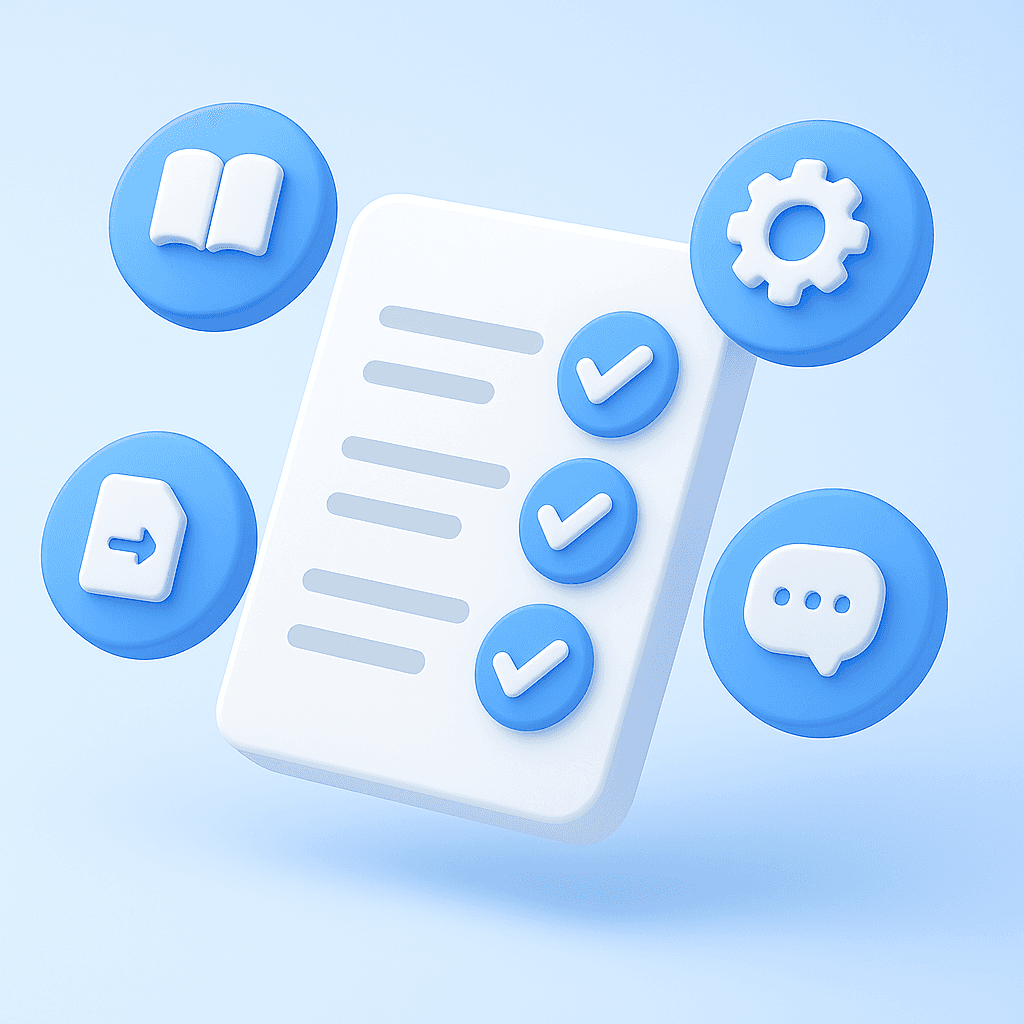 3D illustration of a document labeled “Creative” with four floating buttons showing sub-styles: Literary, Narrative, Poetic, and General. A checkmark badge is shown at the bottom left.