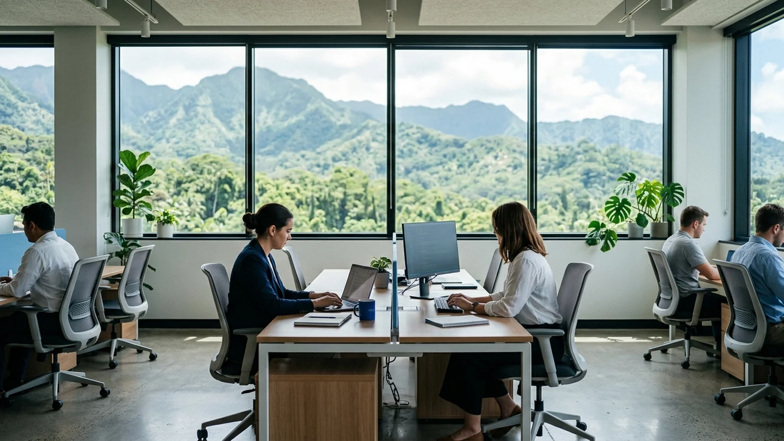 Bureaux d'une équipe d'externalisation à l'île Maurice