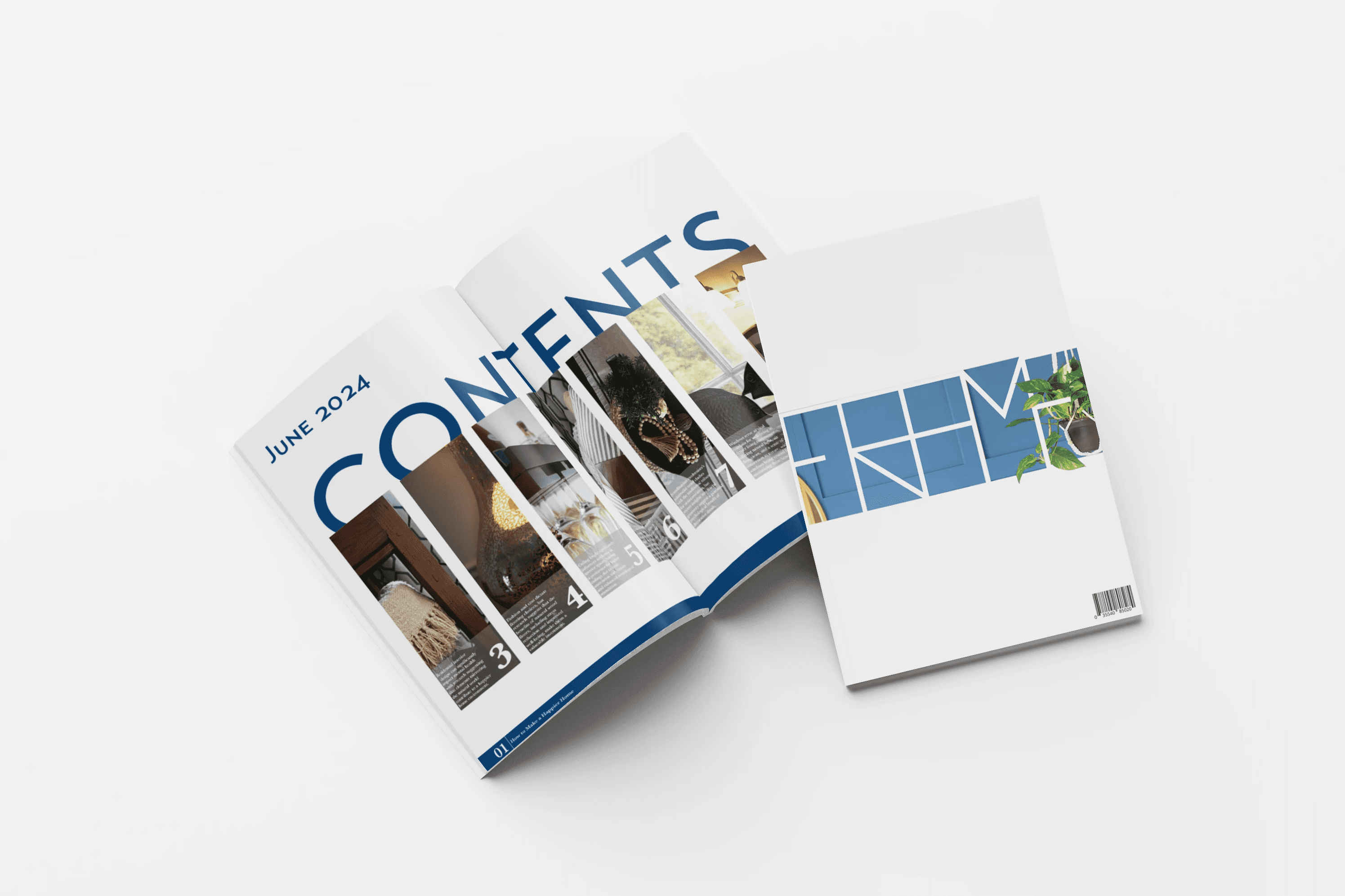 Modern food magazine brochure mockup with bold typography and bright yellow accents