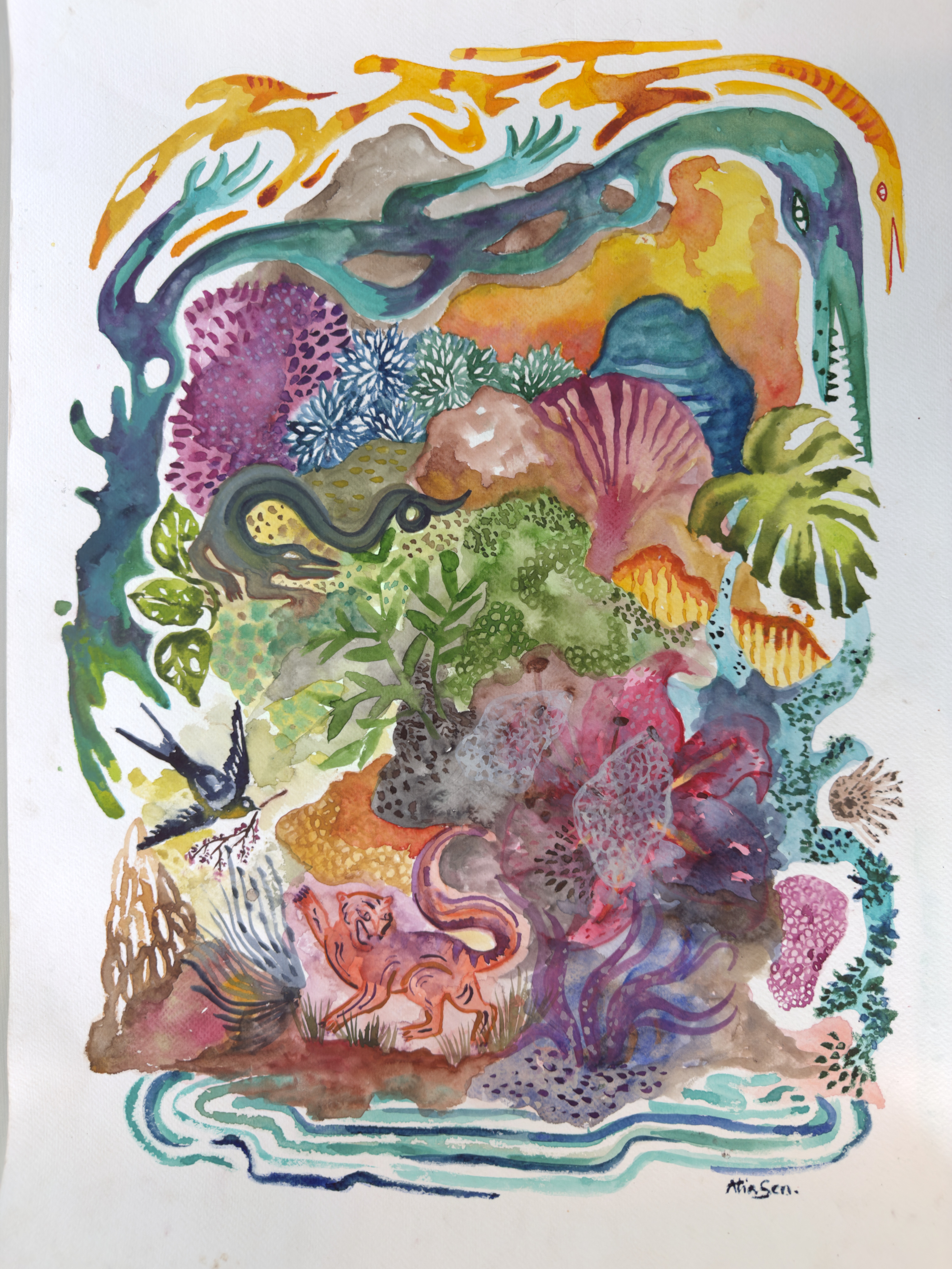 herd of sheep on road painting