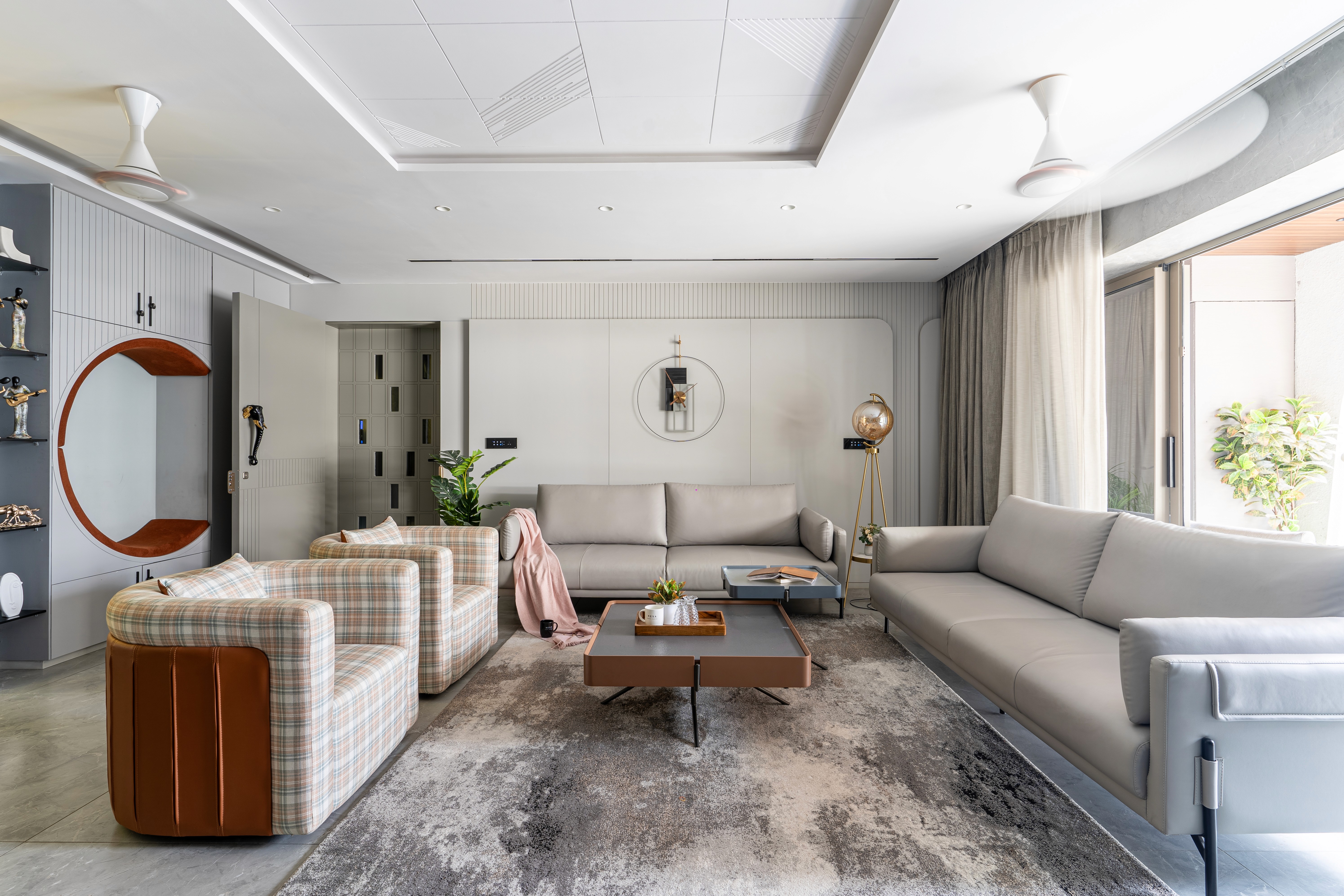 a bedroom with a large bed and a night stand