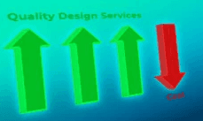 Arrows pointing up to show cost effective design services