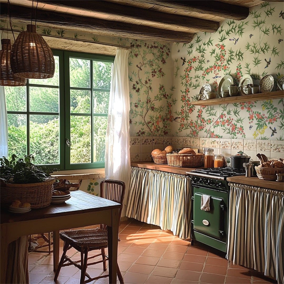 Minimalist living space featuring oak flooring, timber wall panels and panoramic windows with natural light.
