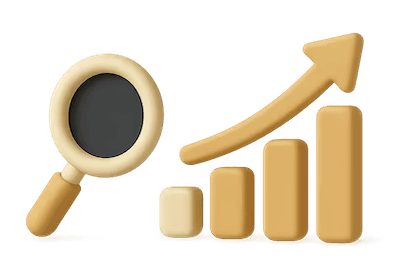 illustration d'une loupe et d'un graphique qui augmente